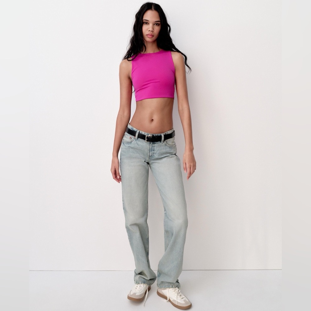 ZARA Polyamide Crop Top in Magenta